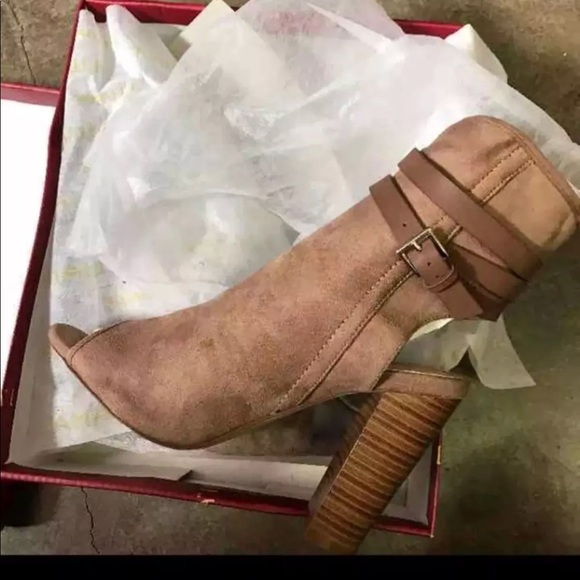 Taupe Buckle Open Back Chunky Heel - Picture 4 of 4